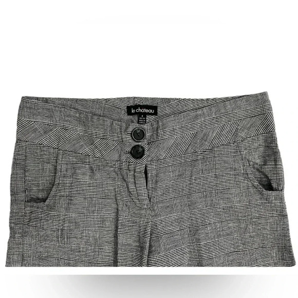 Le  Chateau Linen Blend White Black Plaid Dress Pants Trousers Size 0 - Picture 3 of 7